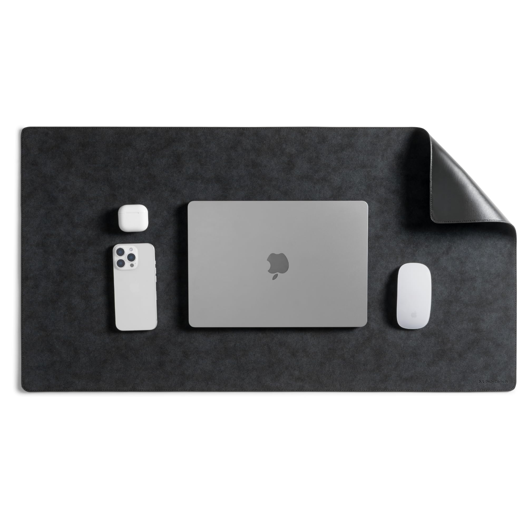 DailyObjects Reversible Desk Matte Sand Premium Vegan Leather Desk Mat|Anti-Skid|Anti-Slip|85 * 45cm|Spread Turf Desk/Laptop Mat for Work from Home/Gaming- Extended Mouse pad and Keyboard Desk-Black