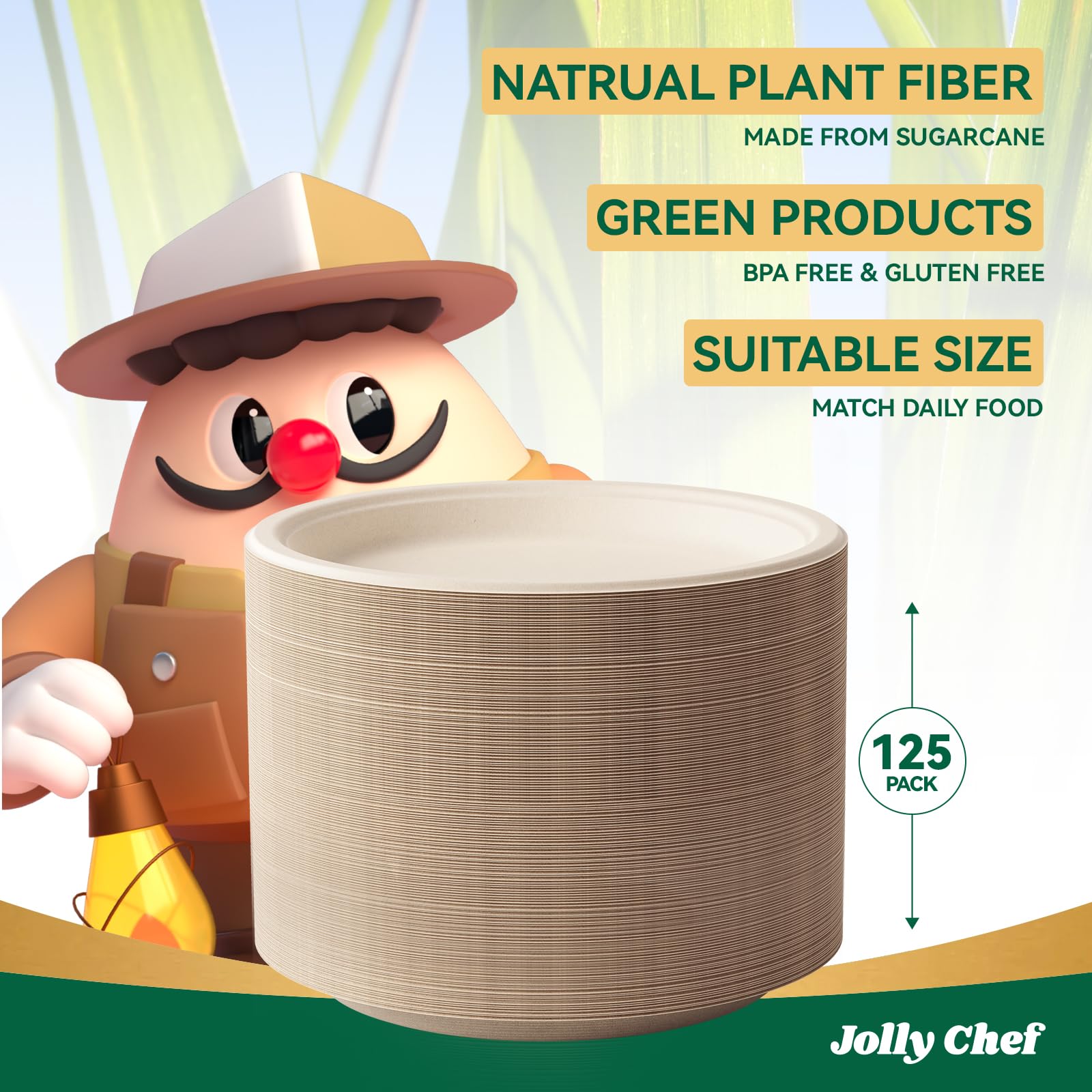 Eco-Friendly Compostable Plates - 125 Pack -6