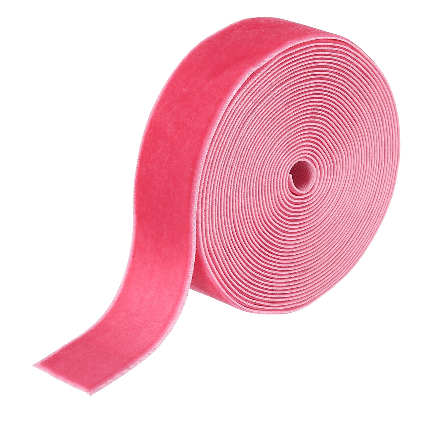sourcing map Velvet Ribbon 2.5cm x 5.6m Single Face Spool Deep Pink