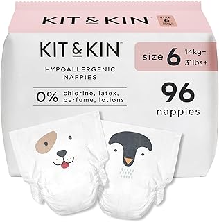 KIT & KIN Baby Diaper Size 6, 14+Kg (4-Pack | 96 Counts) Flash Dry Superior Leak Protection Disposable Diapers | Hypoallergenic Skin Protection Diapers Size 6