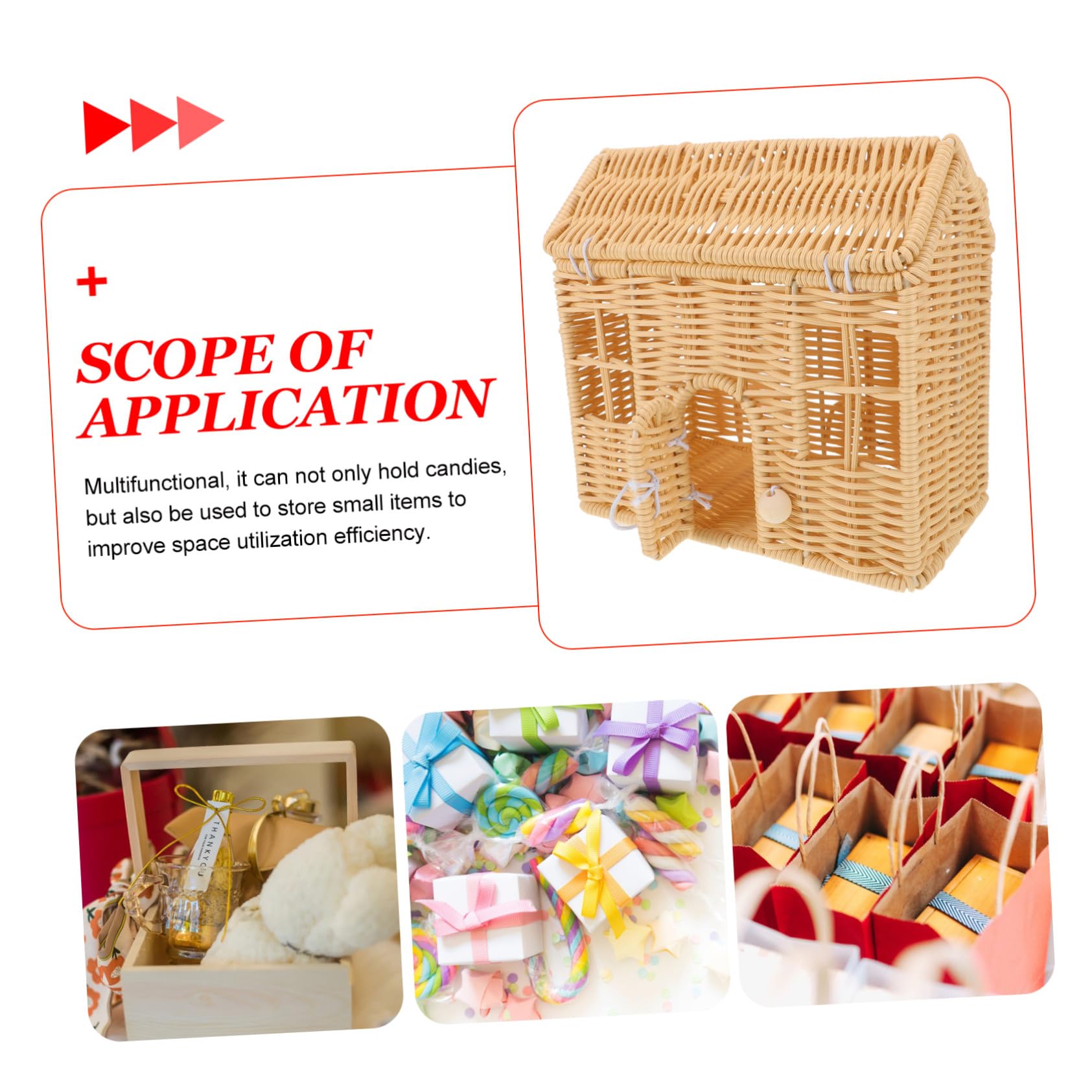 Cesta de Dulces Navideña Tejida con Asa Canasta de Casa Hecha Mano para Dulces Bocadillos y Chocolates para Decorar Fiestas de Navidad