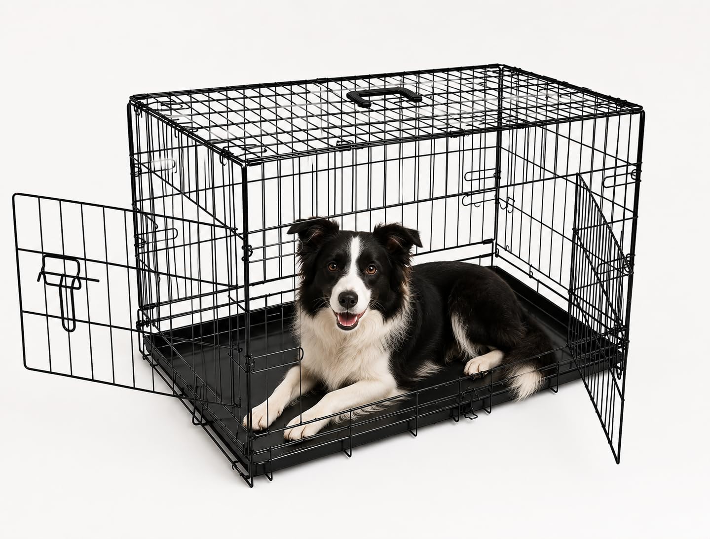Bunny Business Underdog, gabbia per cani in metallo, pieghevole, con 2 ante scorrevoli, resistente alla masticazione, resistente, soluzione per addestramento dei cuccioli (91,4 cm grande, gabbia per