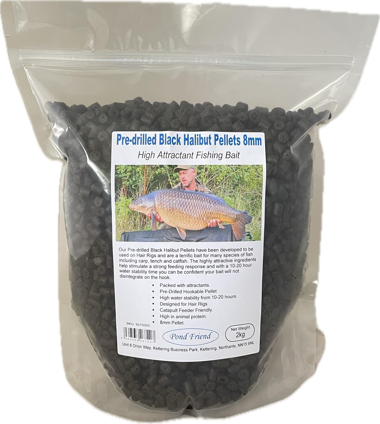 Pond Friend Pre Drilled Black Halibut Carp Fishing Bait 8mm 2kg