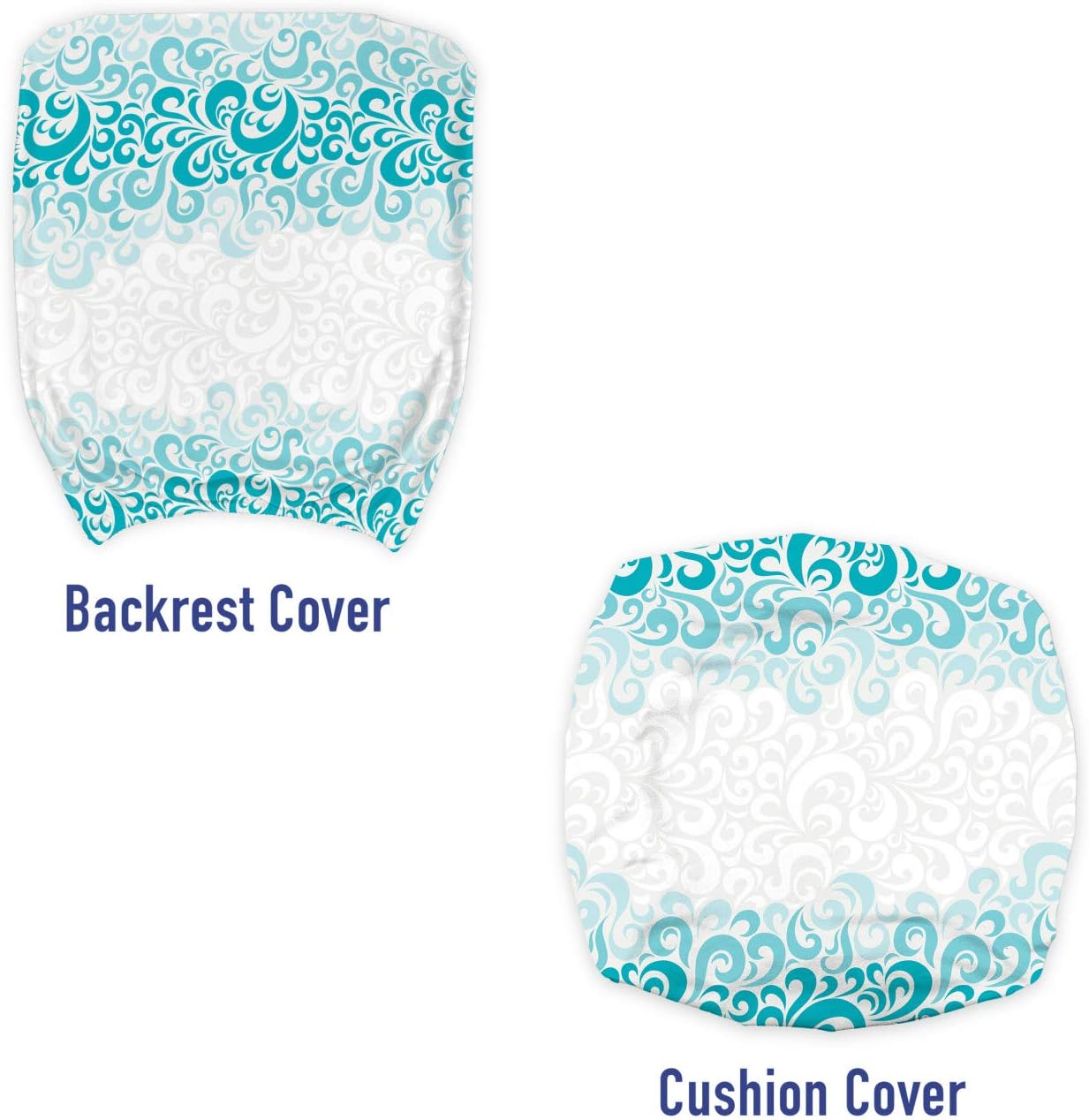 Ambesonne Turquoise Office Chair Slipcover, Abstract Floral Flowers Pattern Classic Design Illustration, Protective Stretch Decorative Fabric Cover, Standard Size, Teal Turquoise Whit