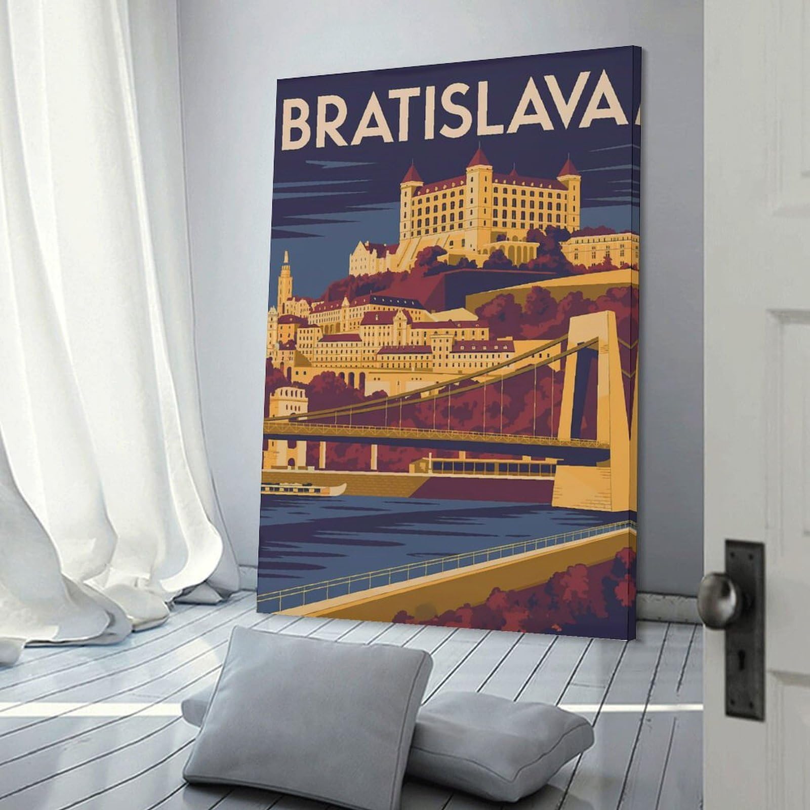 Junmoney Bratislava Cityscape Travel Canvas Art Print, 16x24inch(40x60cm), for Home Walls, Creative Rooms Or Shared Spaces, Decorative Artwork with Broad Appeal