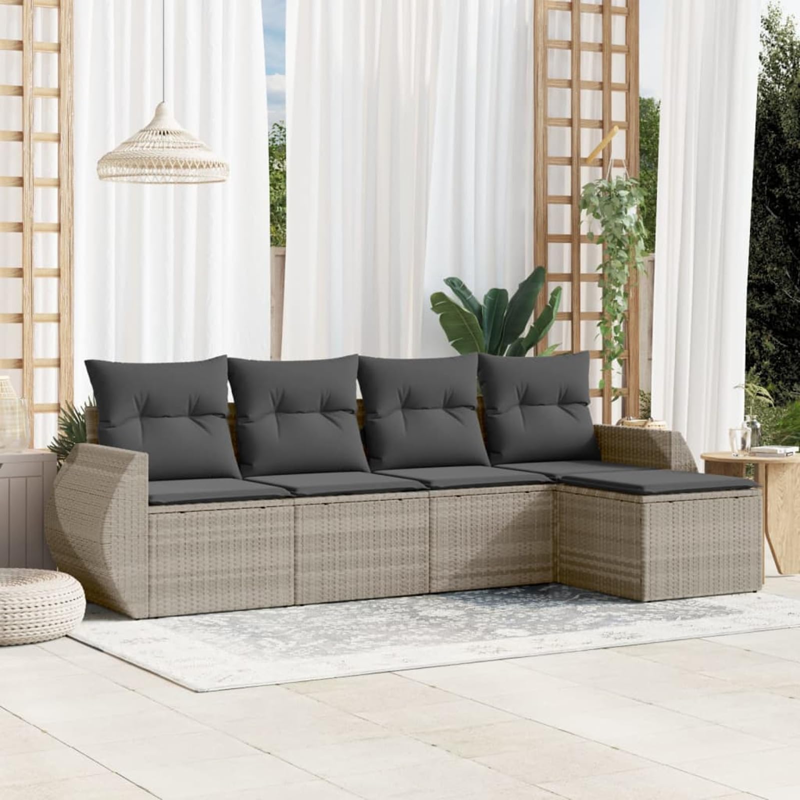 Ensemble de canapés de jardin en rotin synthétique gris clair ShGaxin
