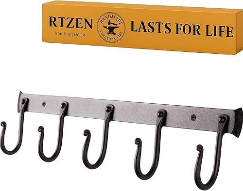 Miniatura 1 de RTZEN Ganchos de pared para colgar, 5 ganchos para decoración de granja, soporte de pared para colgar toalleros, para baño o bolso, organizador de