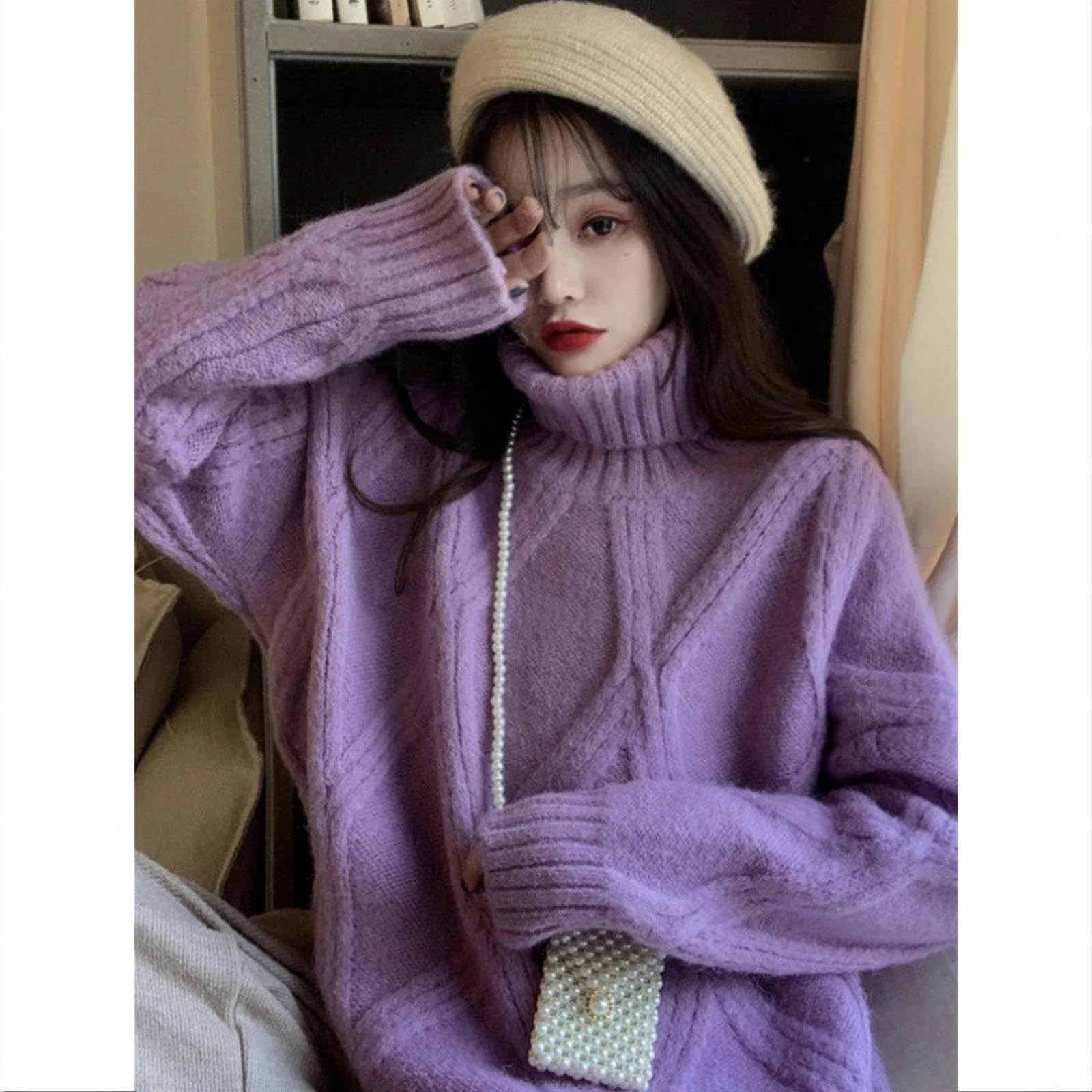 MdybF Maglione Donna Maglioni per Donne Autunno Inverno Ispessimento Casual Pullover Filo Vite da Donna