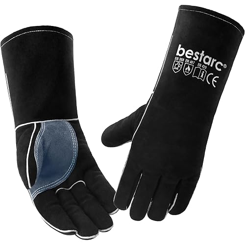 bestarc Leather Forge MIG Welding Gloves, 932℉ Heat Resistant Welding Gloves with Kevlar Stitching for MIG, TIG, Stick, Forge