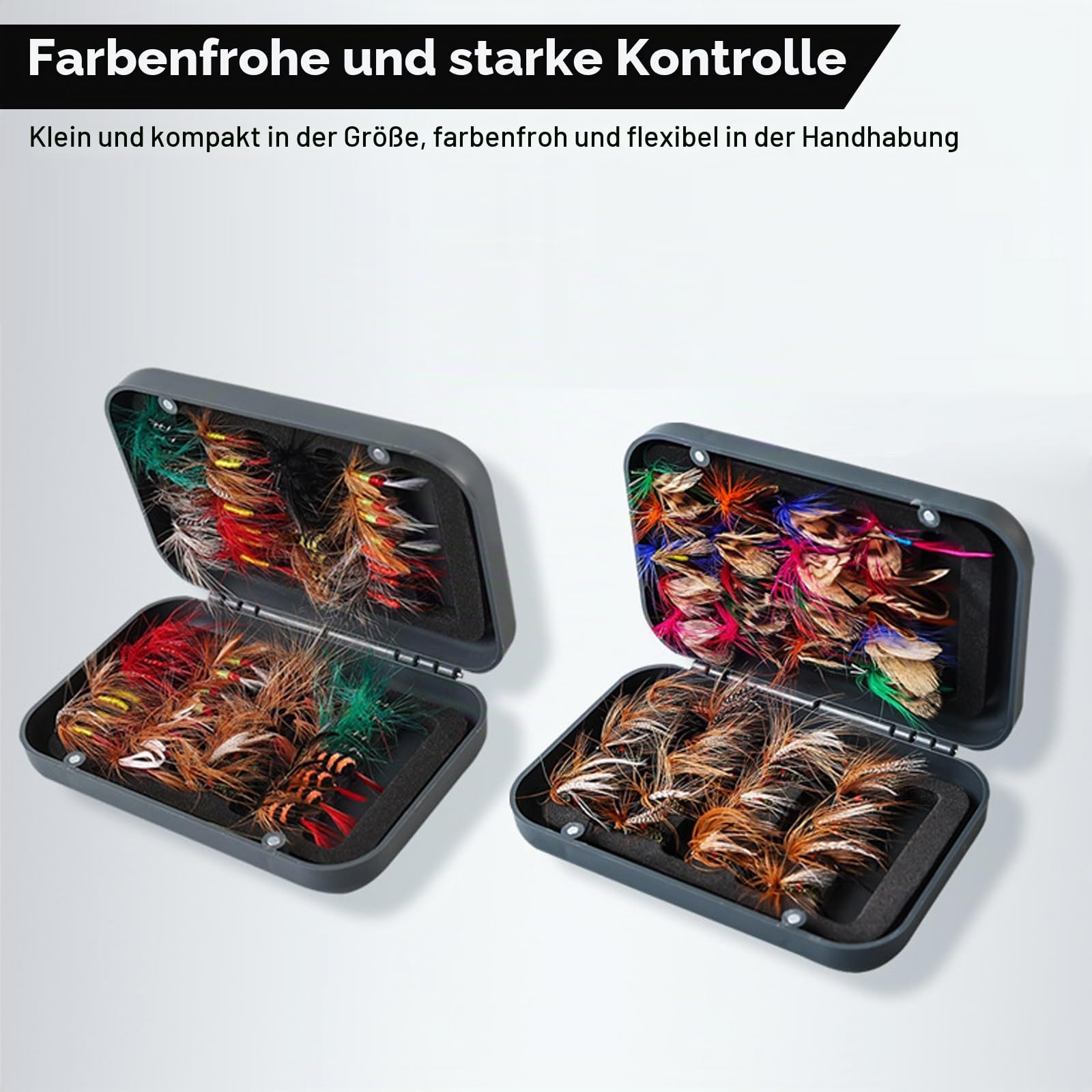 Fliegenfischen Köderset, 64 Nymphen, Streamer und Trockenfliegen in Box, Perfekt für Forelle und Barsch, Komplettes Forellen Köder Set und Fliegenrute Set Ersatz, Fly Fishing Lures