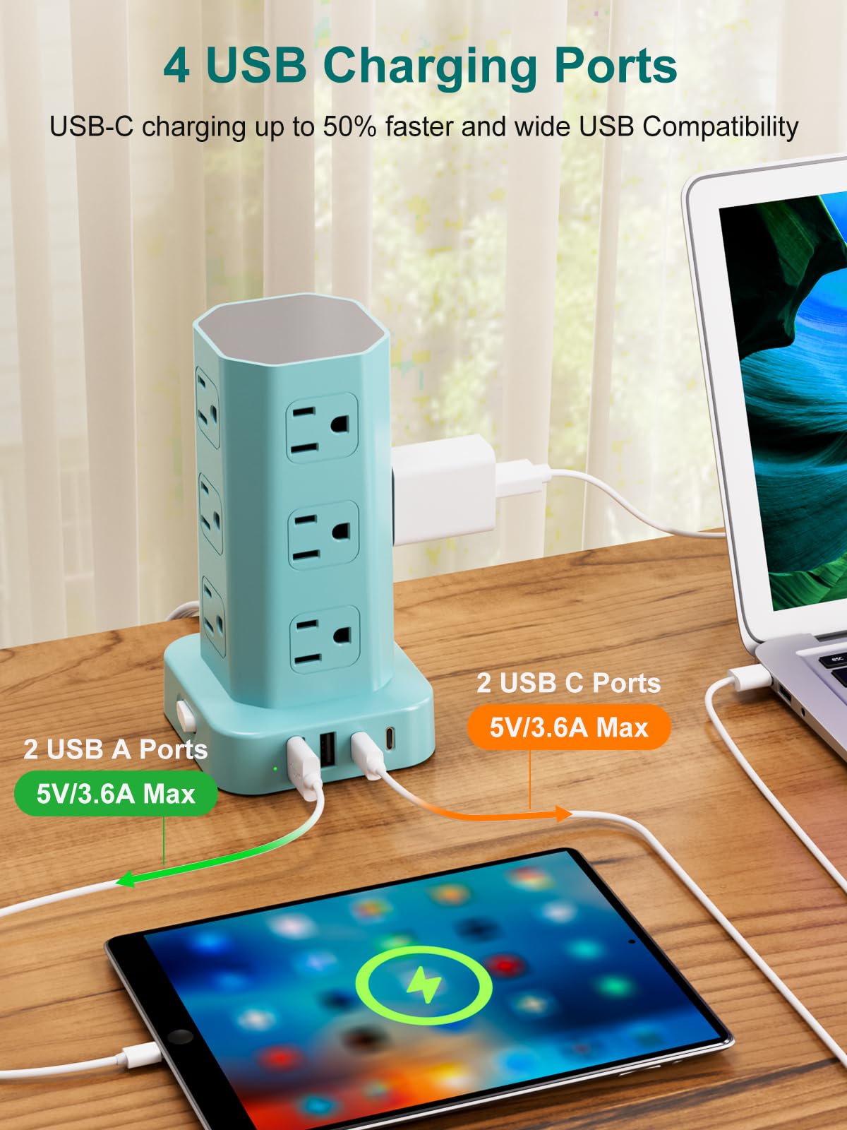 Power Strip Tower Surge Protector - 16 Outlets & USB -4 Power Strip Tower Surge Protector - 16 Outlets & USB -4