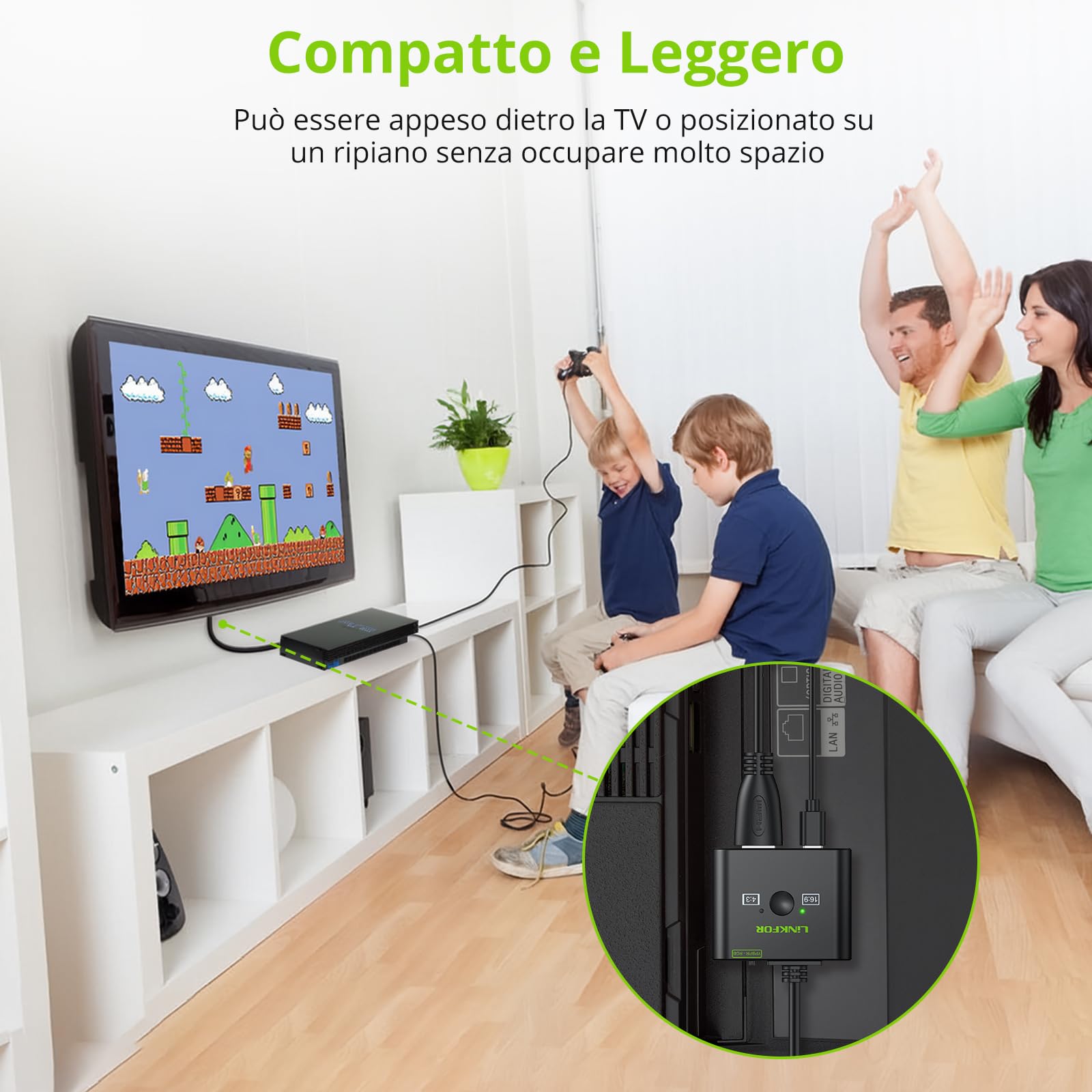 LiNLFOR Convertitore da PS2 a HDMI con Switch RGB/YPbPr e 4:3/16:9, Adattatore da PS2 a HDMI 1080P HD con Cavo PS2 30cm e HDMI 1m Plug e Play Compatibile con Tutti i Modelli PS2 (Fat/Slim)