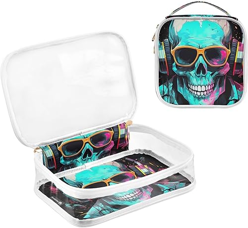 Miniatura 3 de Gothic Skull Wear Headphone Y2k Clear Toiletry Bag for Traveling,2 Pack Makeup Cosmetic Bag with Zipper,Travel Bag for Toiletries,Travel Essentials