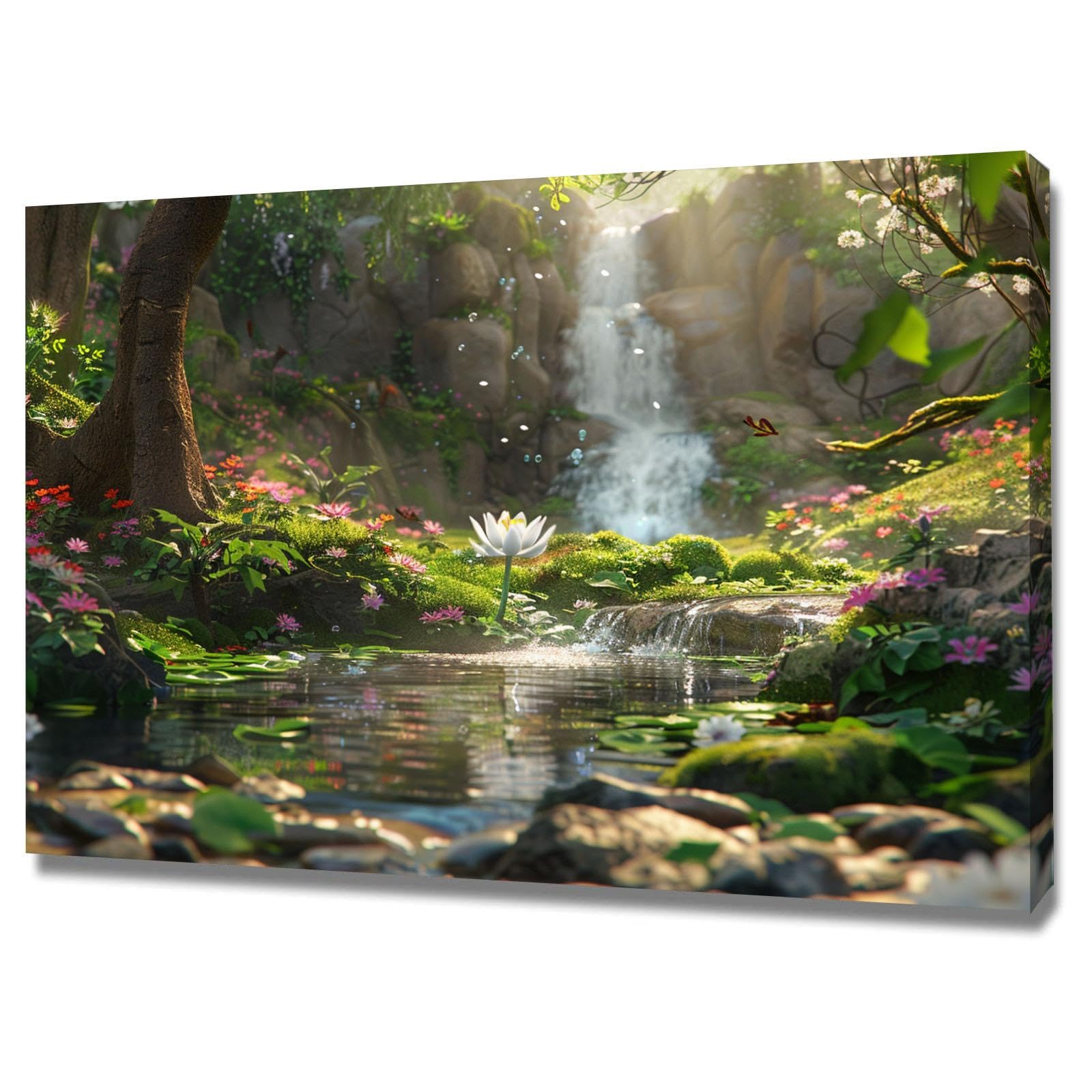 Tableau decoration murale salon paysage forestier 40x60cm encadrée - 8
