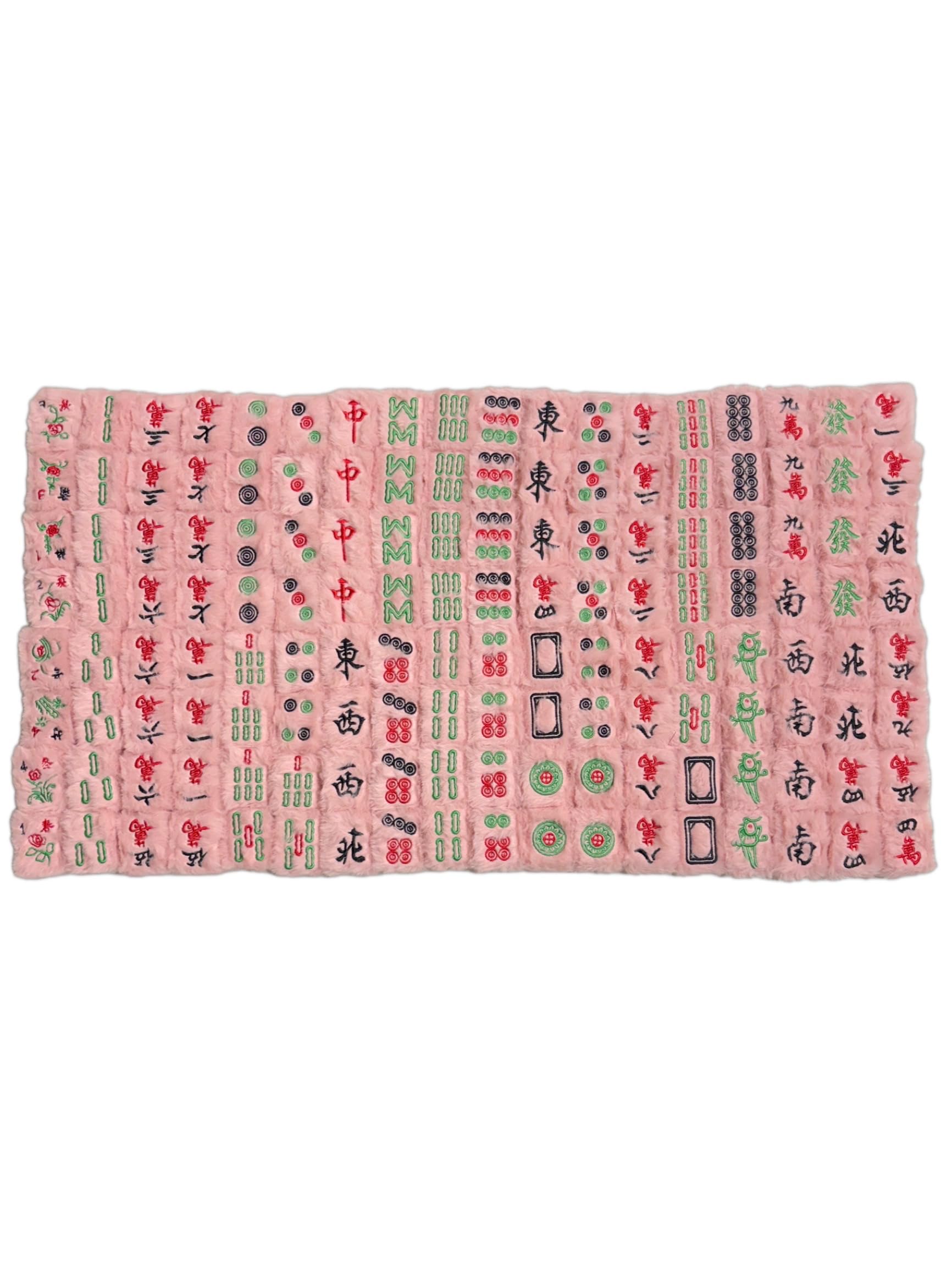 POK3R STUFF INDIA Melamine Mahjong 144 Tiles Set with Fur Finish Tiles - Durable Engraved Tiles with Red Portable Carrying Case