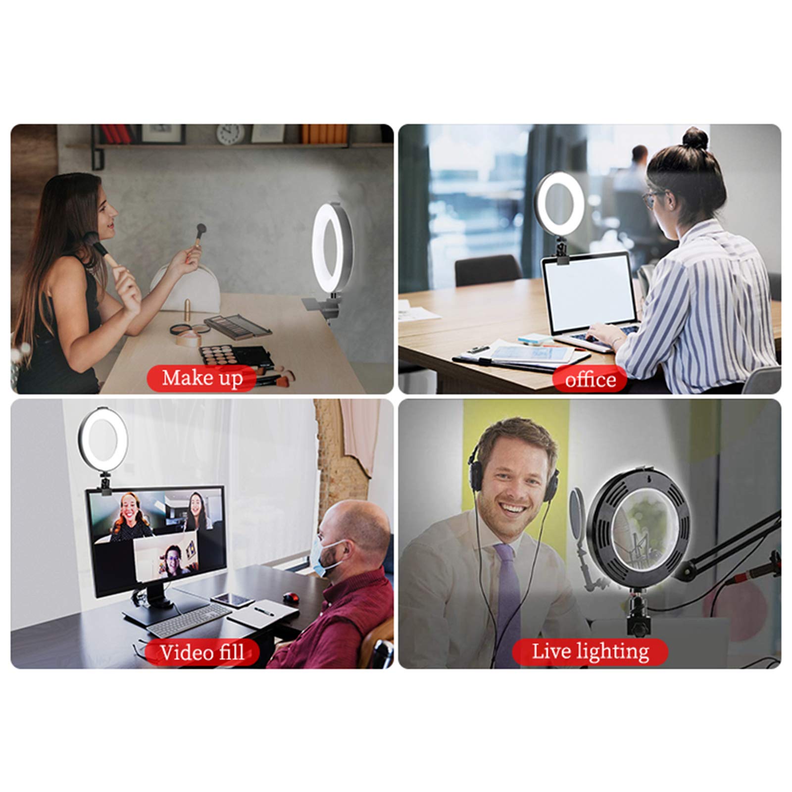 Luce ad Anello da 6" Luce per Selfie con Clip, Lampada Anulare Regolabile LED Ring Light 3 Farbe und 10 Helligkeitsstufen per Youtube,Trucco, Tik Tok, Fotografia
