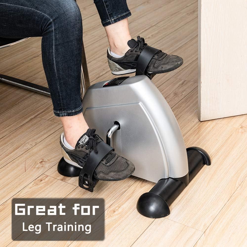 Physical Therapy Leg Exercisers Exercise Bike Under Desk Pedal Exerciser Stationary Mini Exercise Bike Silver