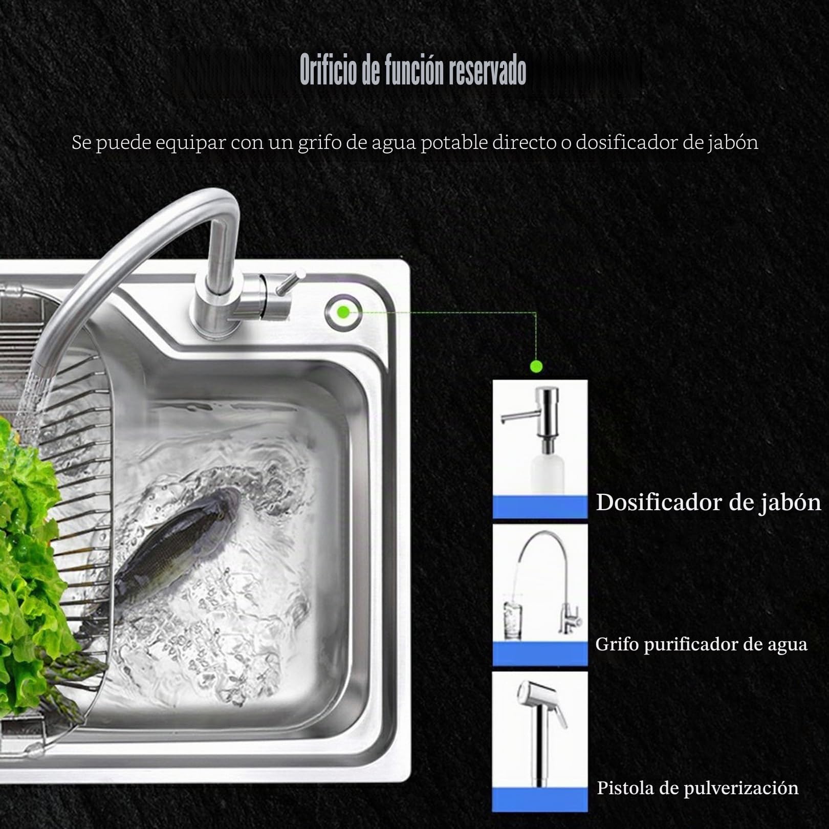 Fregadero Portatil Camping,Fregadero de Cocina Comercial con Banco de Trabajo, Fregadero de Acero Inoxidable Independiente Con Agua Fria y Caliente Grifo,para Garaje, Jardín, Cocina, Lavadero (Size :