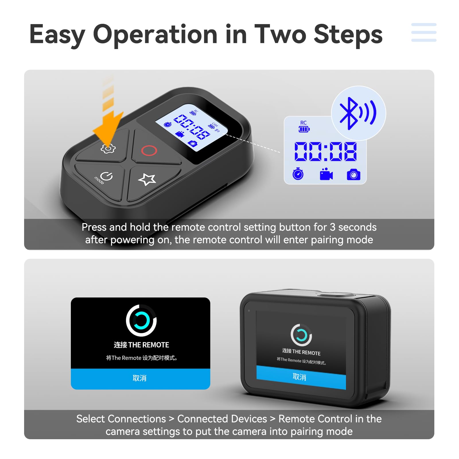 TELESIN Telecomando senza fili Bluetooth compatibile con Gopro Hero 13 Hero 12 Hero 11 Hero 10 Hero 9 Hero 8 Max telecomando per fotocamera impermeabile con cinturino da polso