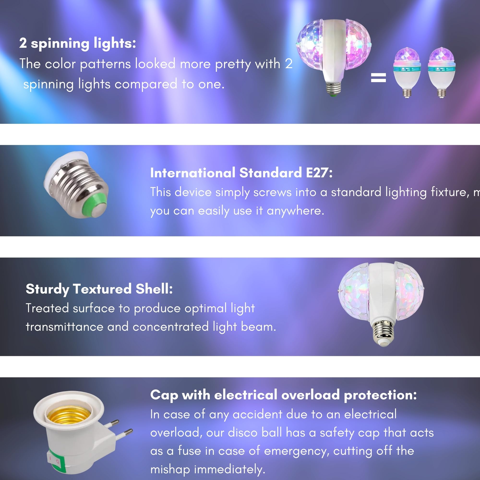 Boule Disco LED 360° Rotative - Projecteur Multicolore, Portable Pour Soirées