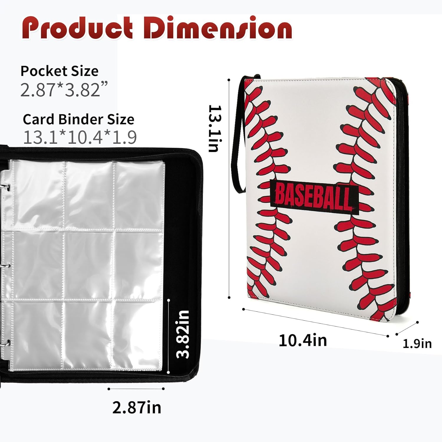 Baseball Card Binder with 900 Pockets – 9-Pocket Trading Card Album with 50 Sleeves, Waterproof Organizer for Topps, MTG, TCG, Game Cards – Gift for Collectors