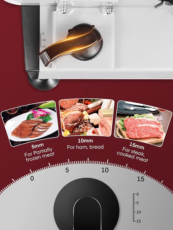 FOHERE 200W Meat Slicer 7.5 Serrated+Smooth Blades & Adjustable Thickness