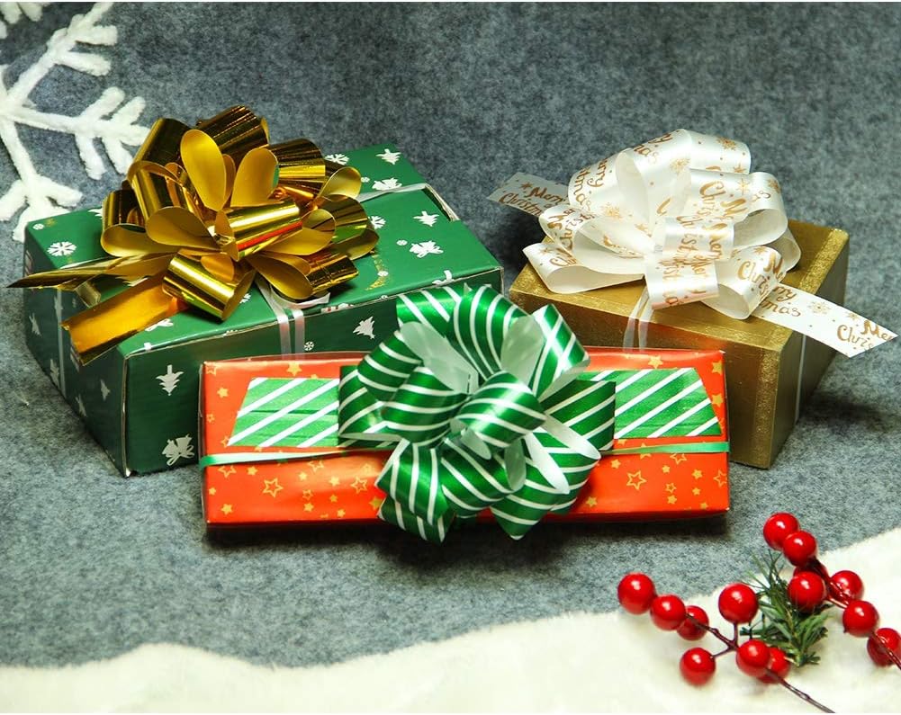 Lulu Home Christmas Pull Bows for Gifts, Xmas Bows for Presents, Assorted Colorful Pull Bows for Gift Wrapping, 24 PCS : Health & Household