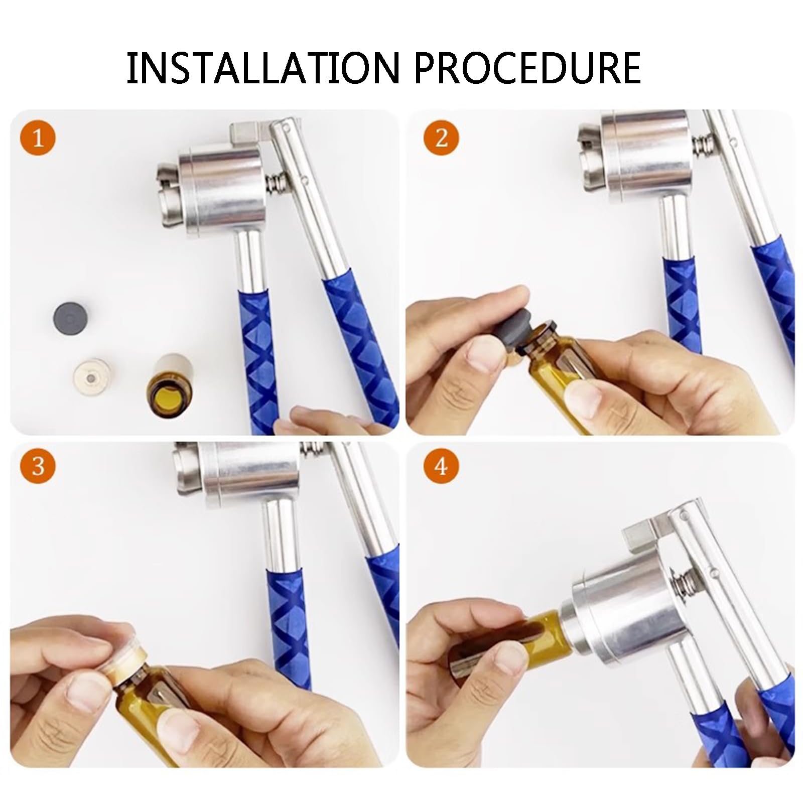 Pinza crimpatrice manuale per tappi di bottiglia, pinza in acciaio inox con manico antiscivolo, adatta per tappi in plastica-alluminio diametro 13 mm, ideale per flaconi spray