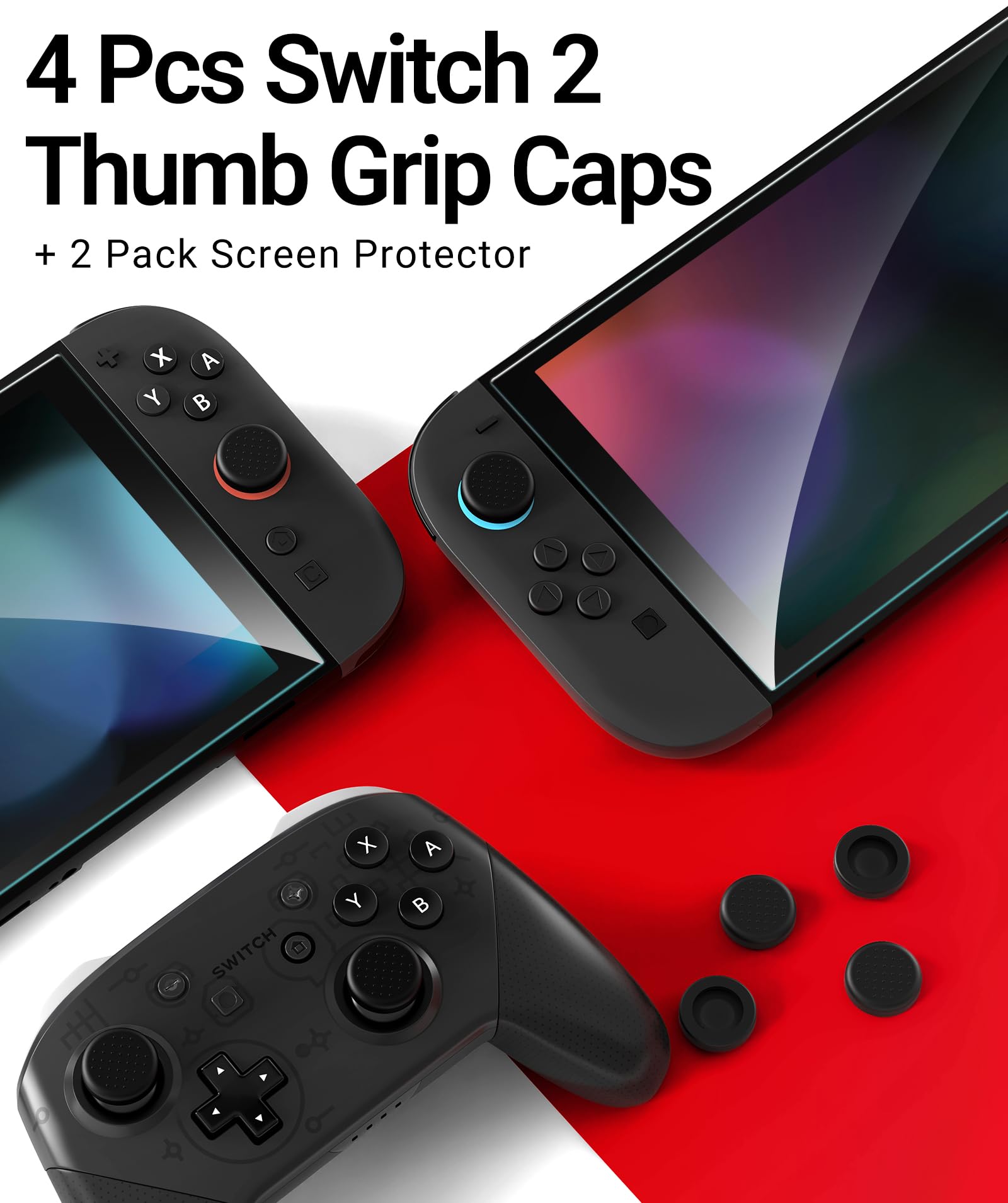 ivoler Tasche Kompatibel mit Nintendo Switch 2 (2025), Hartschale mit Displayschutzfolie und Daumengriffen, für 14 Spielkassetten und inklusive Gurt (Schwarz)