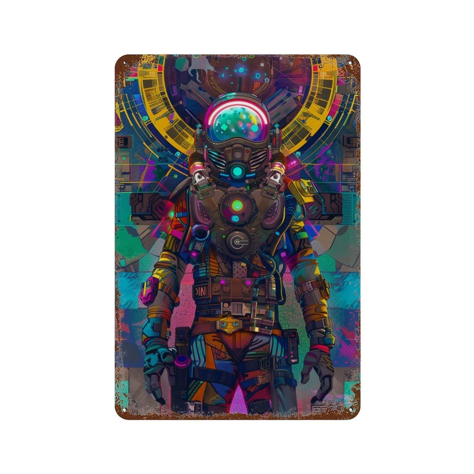 Astronaut Armor Rusty Metal Tin Sign 11.8"x7.9", Rustic Home Decor for Garage, Pub Or Kitchen