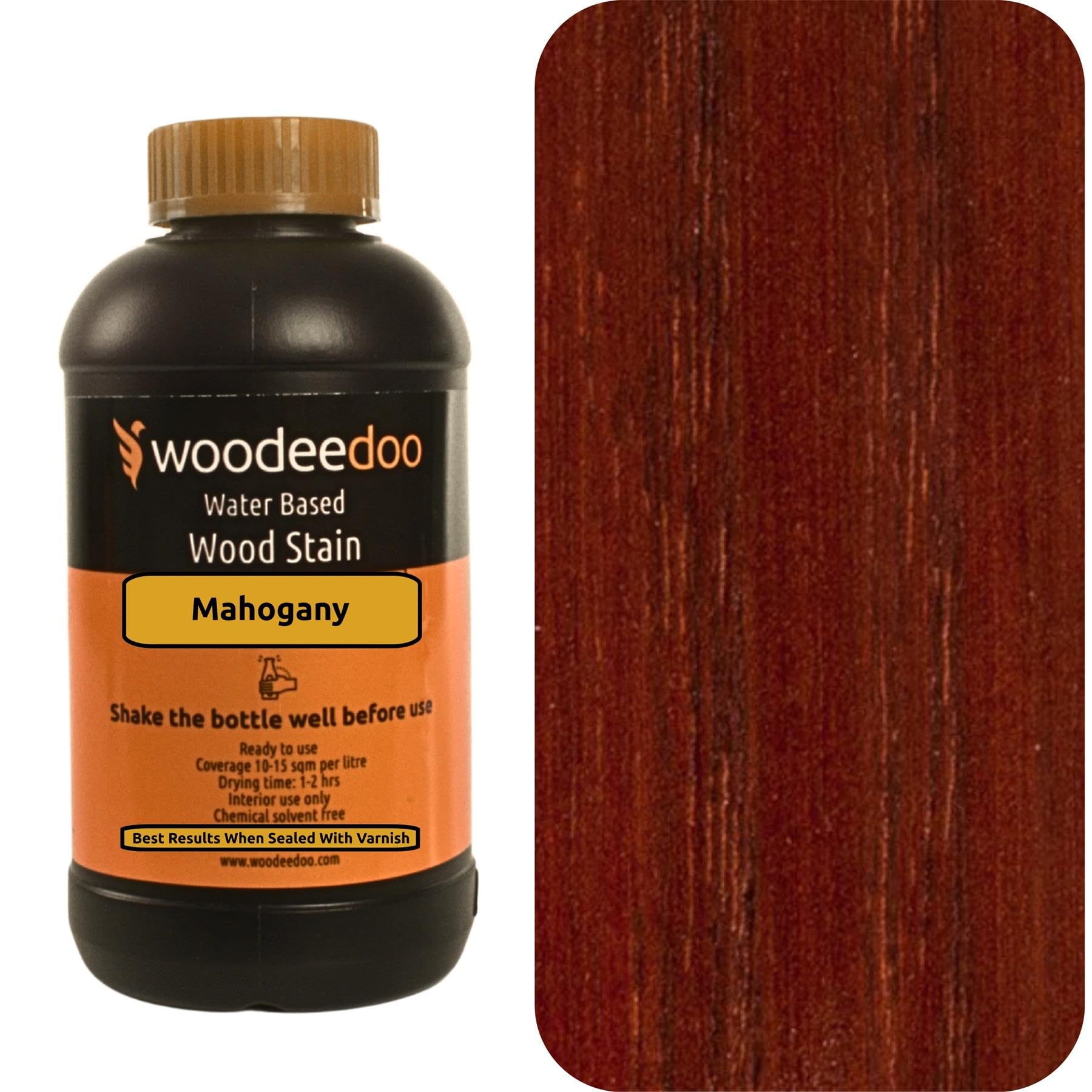 Woodeedoo Mahogany Water Based Wood Stain | Wood Dye | Ready To Use | Environmentally Friendly | Solvent Free | Odour Free | 450 Ml |