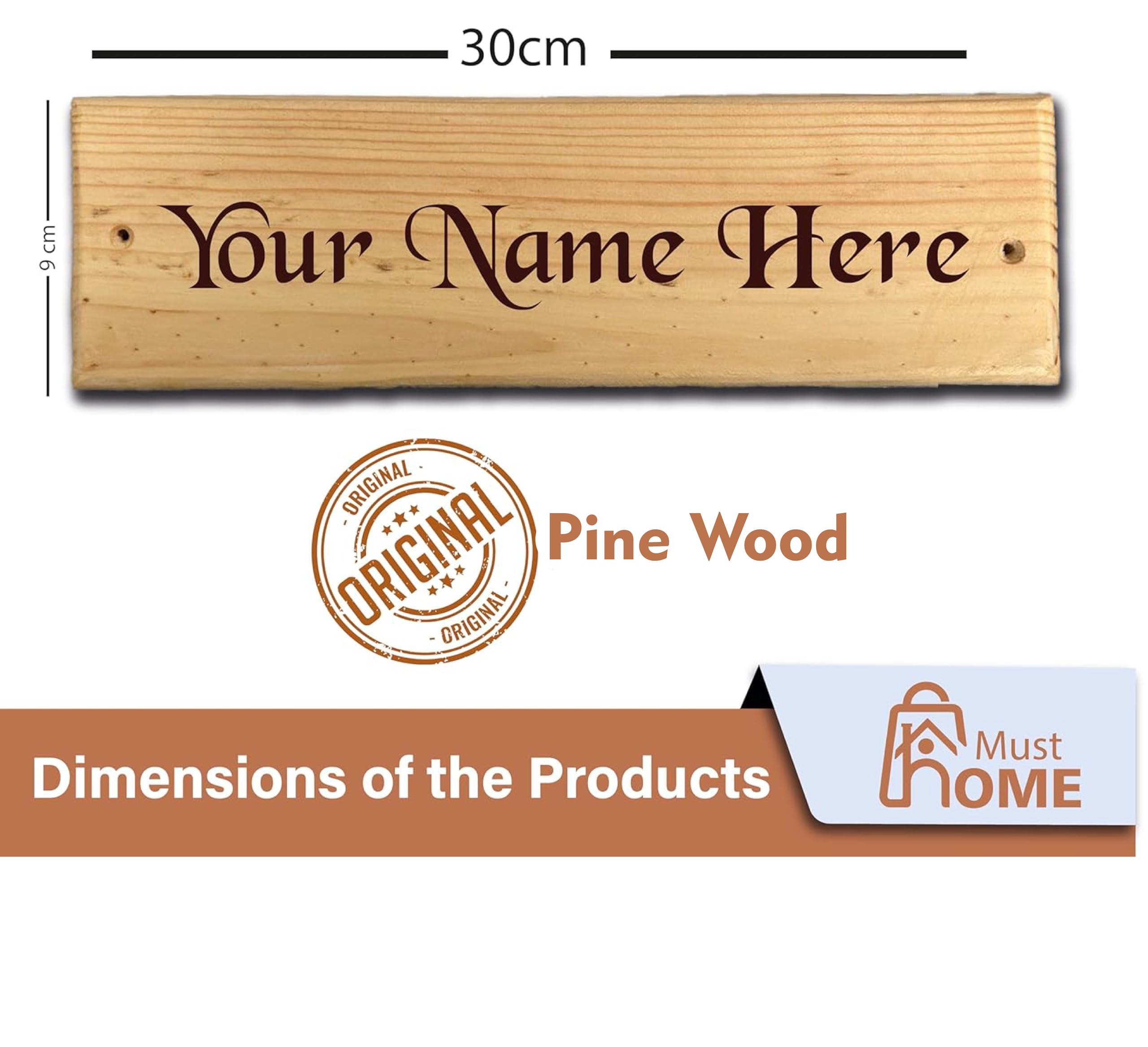 MustHome Name Plate for Home Entrance | Wooden Personalized Name Plate | Personalized wooden name plate for Home/flat/villa/bungalow/office | 30x9cm | Pure Handmade Engraved on Teak Wood 4