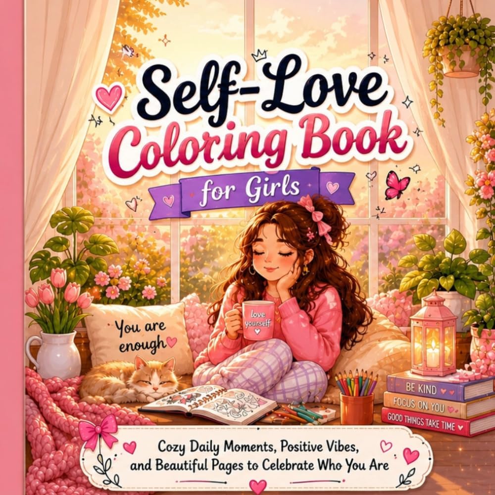Self-Love Coloring Book for Girls Ages 8–14: Cozy Daily Life Scenes, Cute Aesthetic Pages, and Positive Vibes for Relaxation, Confidence, and Creativity