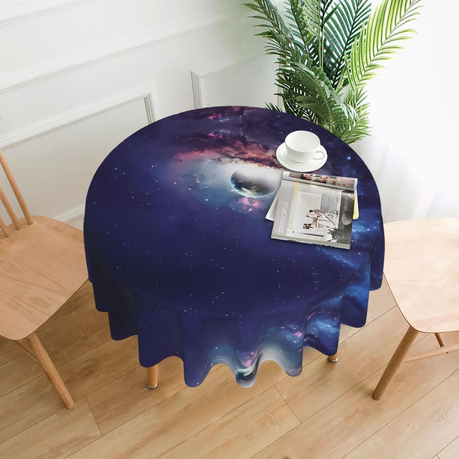 WHJSHOP Abstract Universe Prints Round Decorative Throw – 60in Stylish Table Cover for Dining, Parties & Outdoor Events