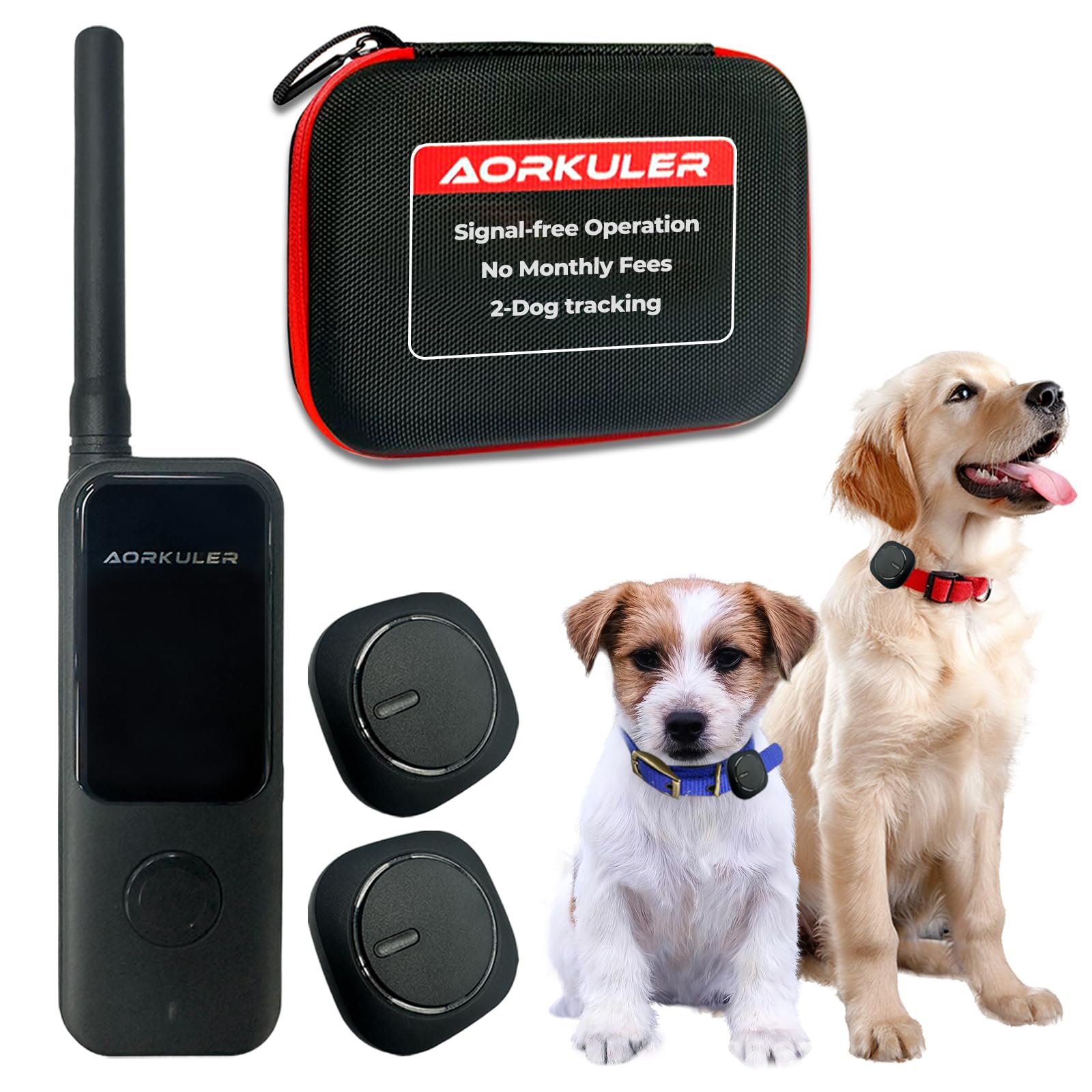 Confezione da 2 localizzatori GPS per cani da esterno per due cani - Tracciamento in tempo reale, nessun telefono o segnale necessario, perfetto per escursioni, campeggio, fattorie e grandi spazi