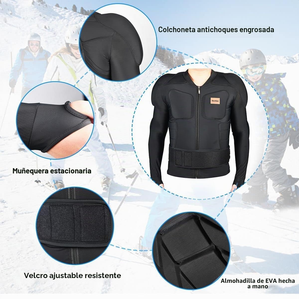 BenKen Ultraligero Equipo de Protección Esquí Cuerpo Protector Columna Protector de Espalda Exterior Sports Anticolisión Ropa para Snowboard Patinaje Esquí Equitación Motocross