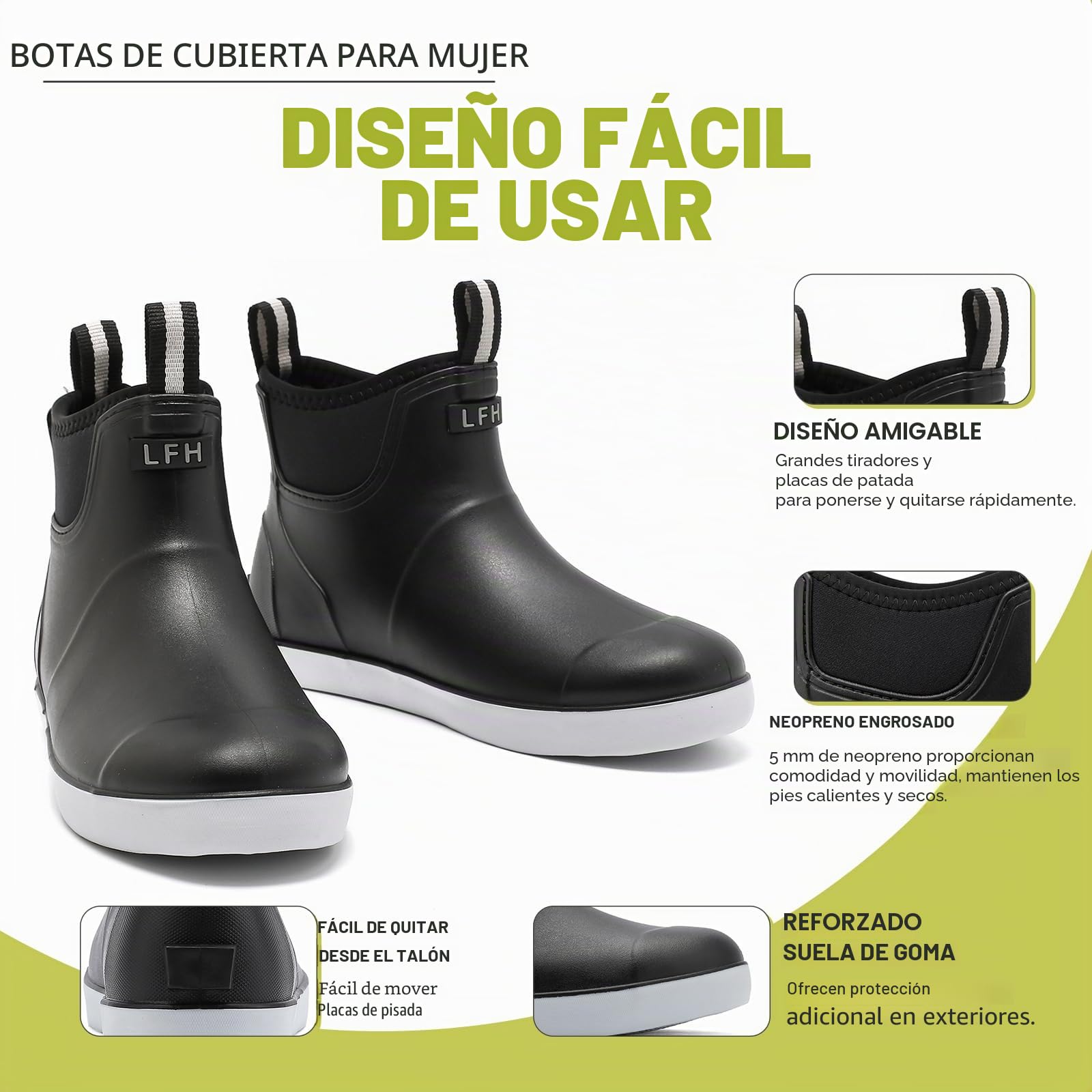 Botas Agua Mujer, Zapatos de Lluvia Impermeable, Botines de Goma de Moda y Antideslizante