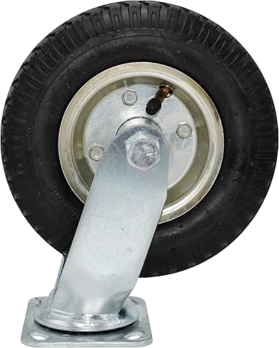 Fetchlt - Rueda neumática industrial de 8 pulgadas con neumático de goma negra de alta calidad para proteger el suelo y el corral suave, placa