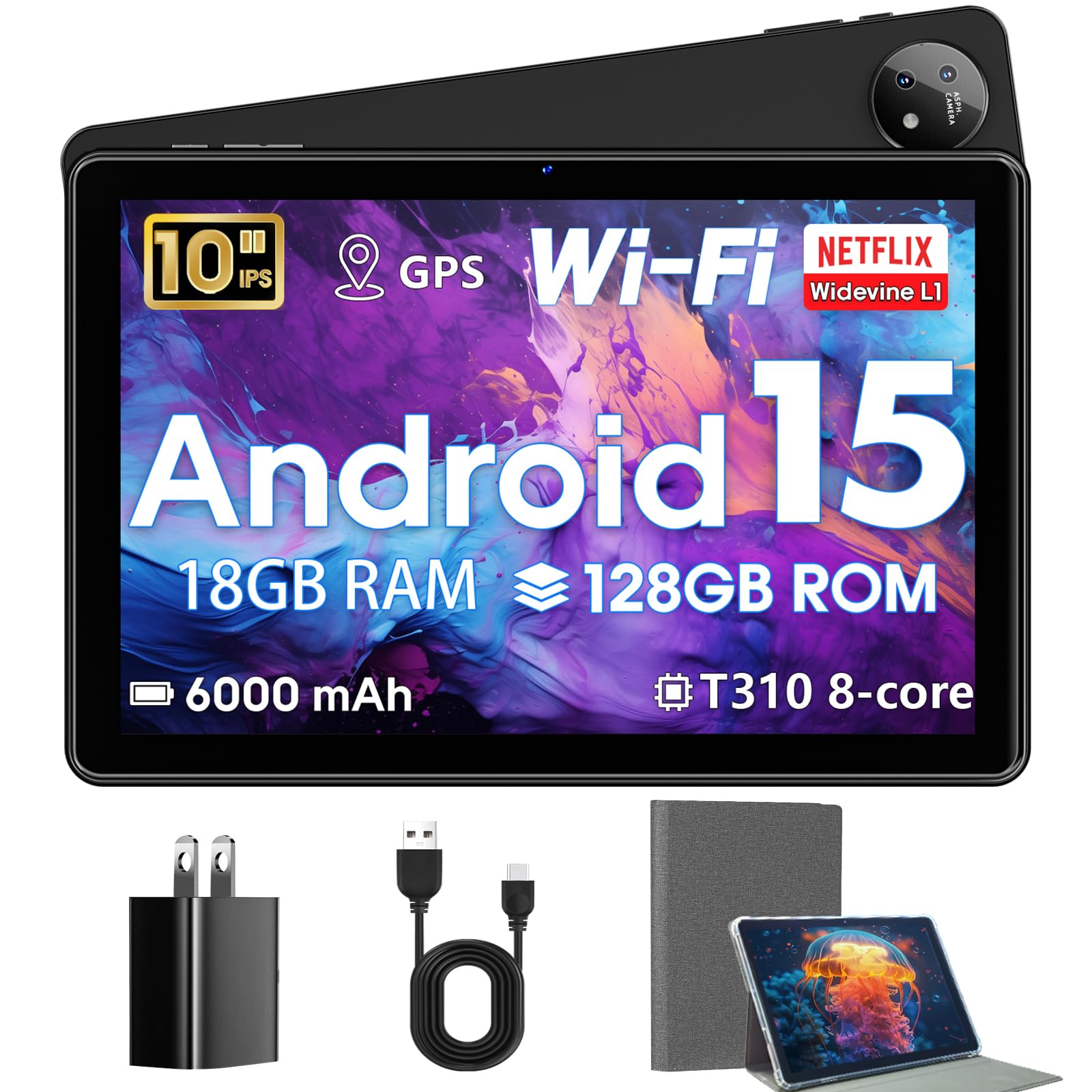 Tablet 10 Inch,Android 15 Tablets,18GB+128GB,1TB Expand,Widevine