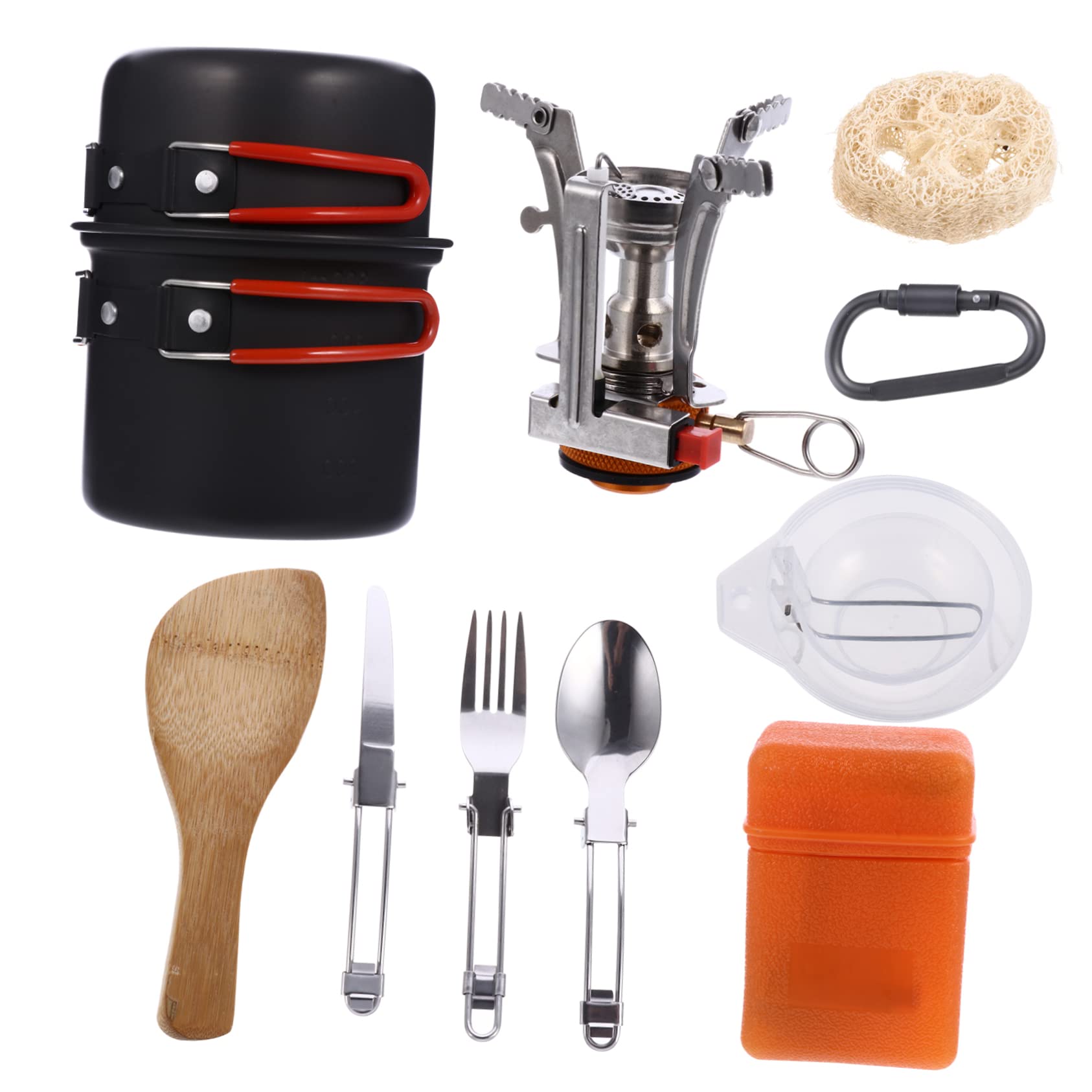 Mikikit Backpacking Cookware Outdoor Pot Cooking Kit Utensils Hiking Picnic Pot Set