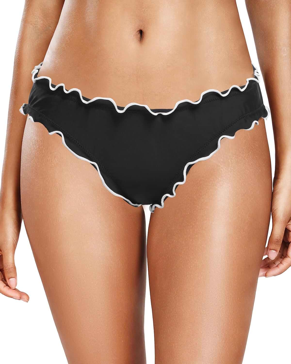 Women Twist Bikini Bottom Full Coverage Ruched Bathing Suit Bottoms | V Cut, Swimsuit Bottom Only, High Cut, Full Lining