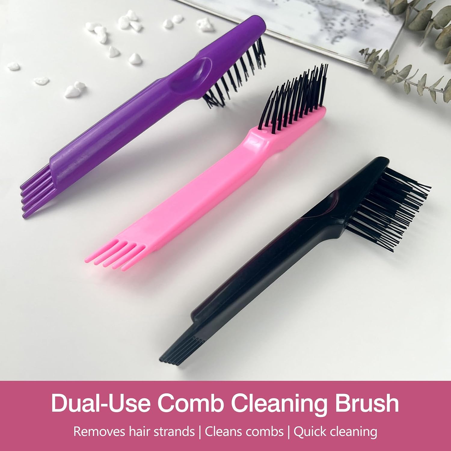 3-Piece Hair Brush Cleaner Set – 2-in-1 Cleaning Tools with Mini Comb, Durable Nylon Bristles for Salon & Home Use image 2
