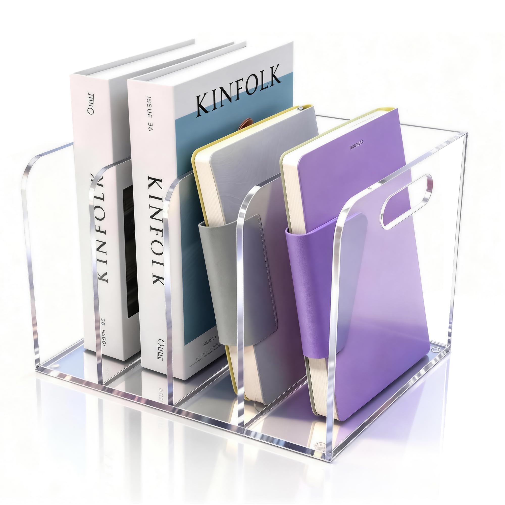 Acryl Zeitschriftenhalter 4 Fächer, Vertikal Schreibtisch-Organizer