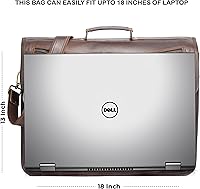 Vista 7 de Bolsa de mensajero de cuero para hombres y mujeres de 18 pulgadas Mejor maletín para computadora portátil con correa ajustable