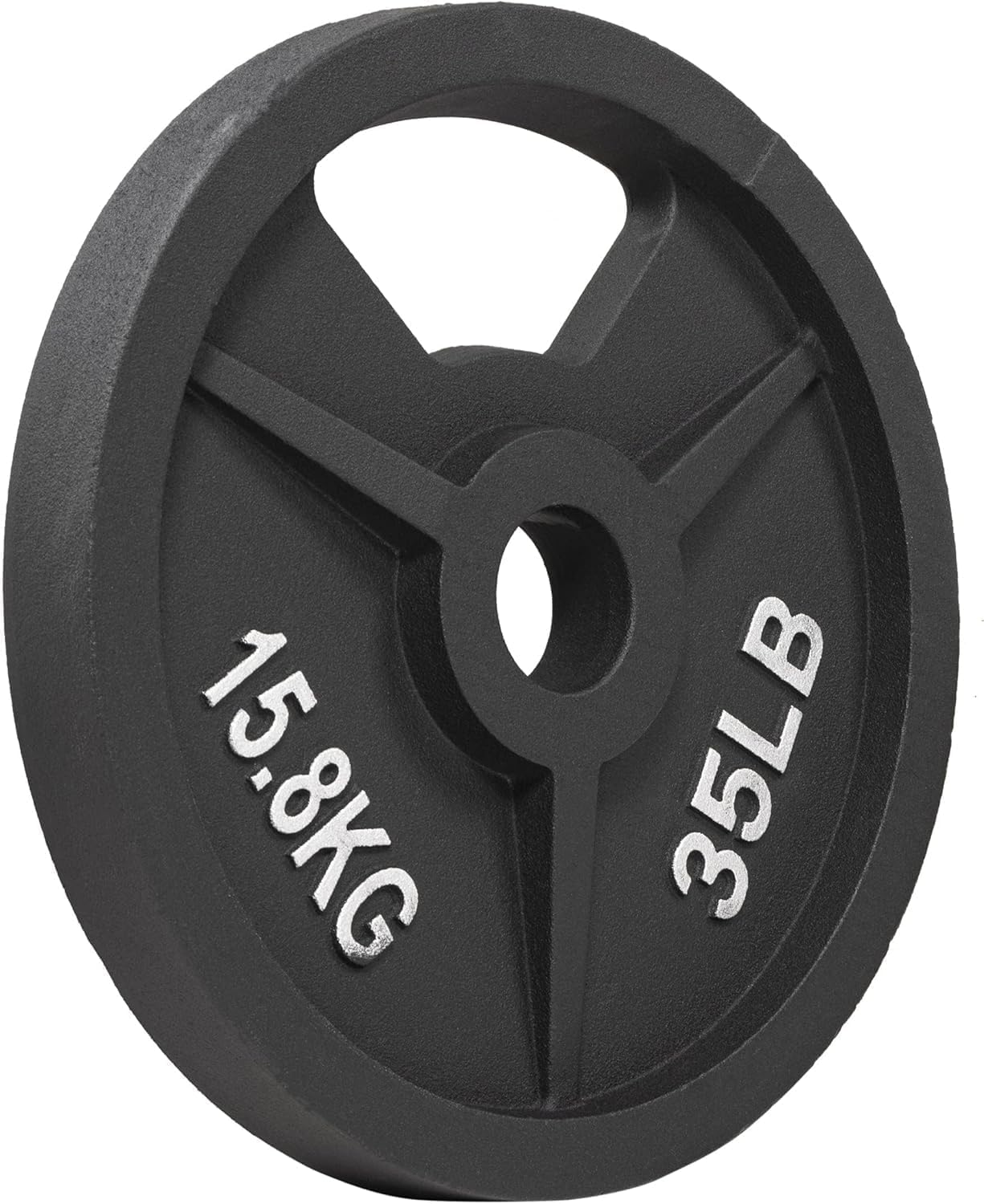 Elevon 2-Inch/1-Inch Cast Iron Weight Plate for Strength Training and Weightlifting, Olympic Grip Plate for Barbell