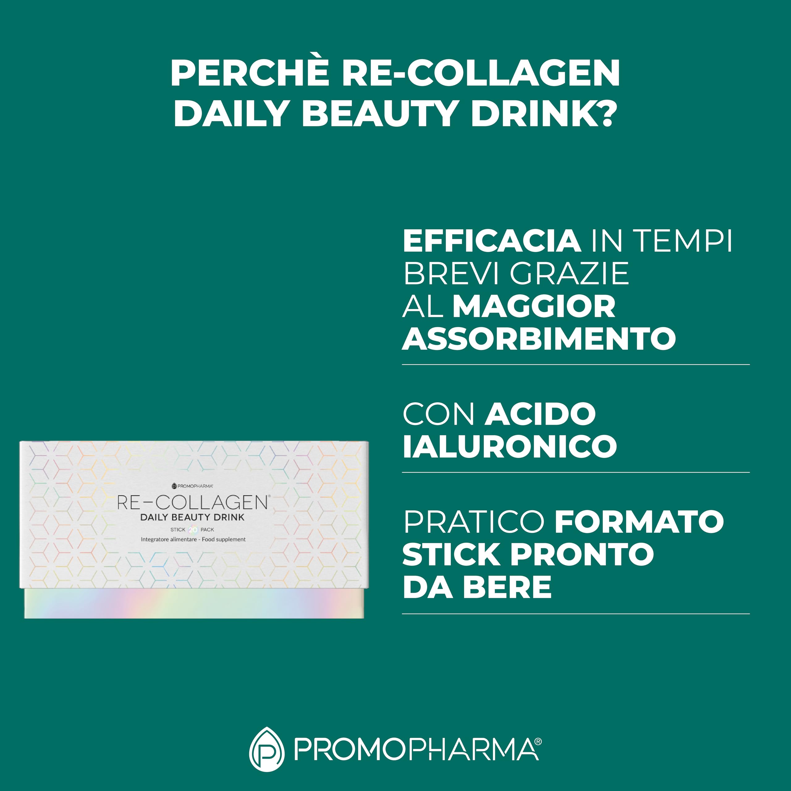 PromoPharma Re-Collagen Daily Beuaty Drink Integratore Alimentare - 240 gr