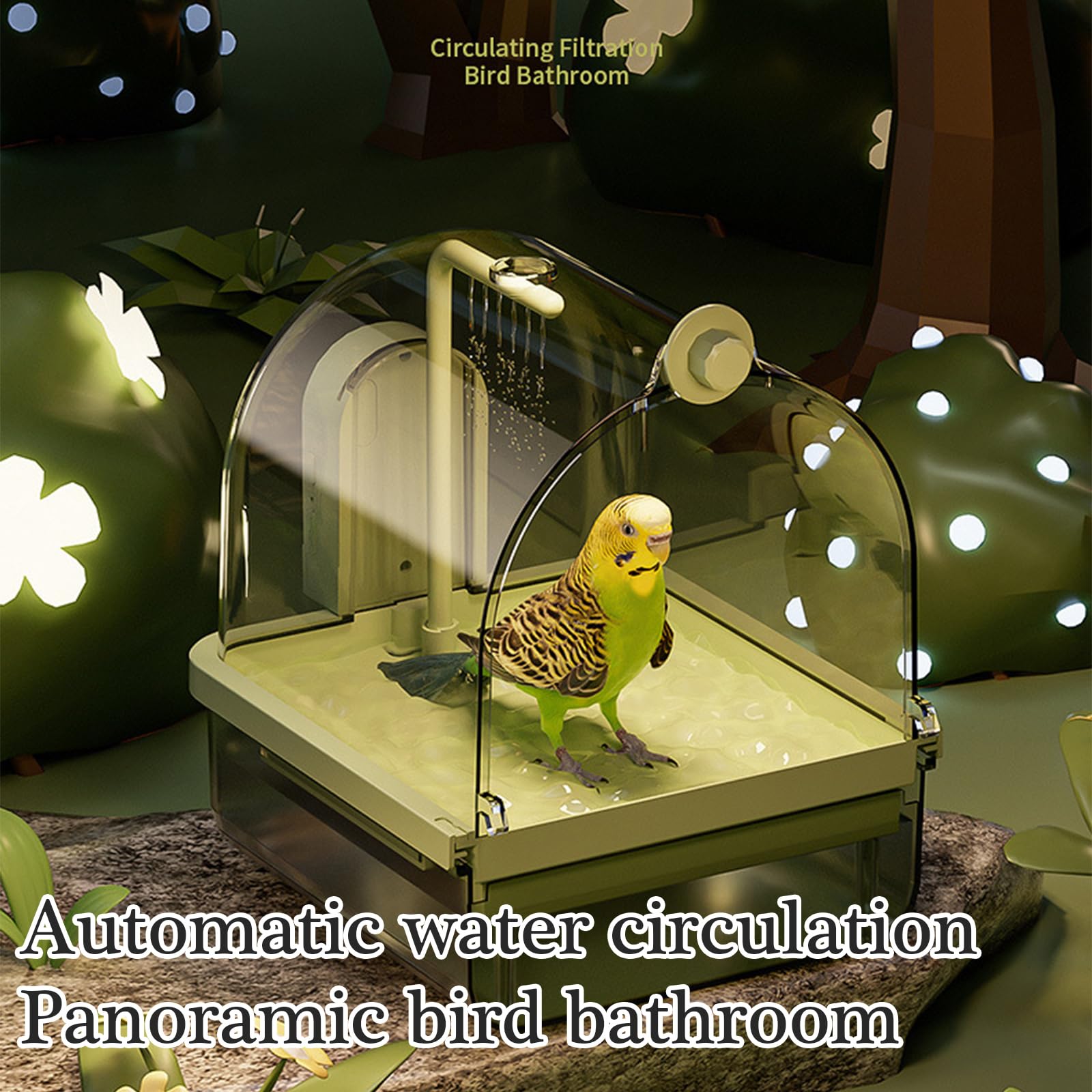 Baño colgante para pájaros con circulación de agua inteligente para ahorrar espacio, accesorio para ahorrar espacio