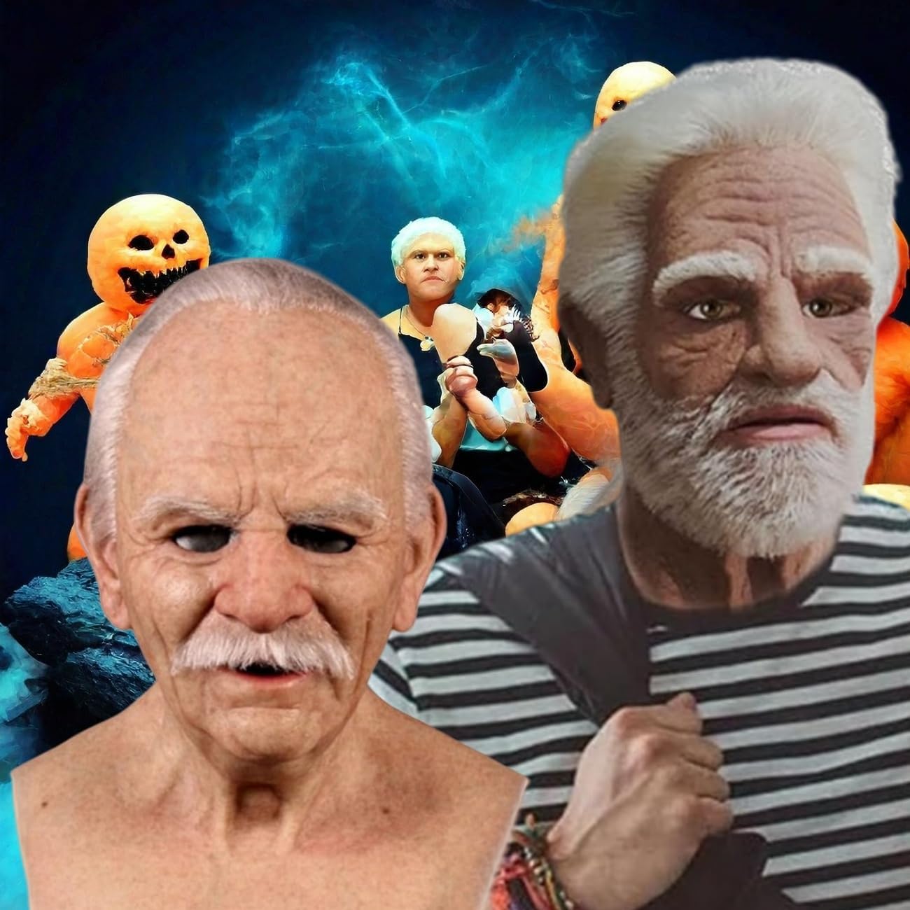Realistic Old Man Mask Creepy Human Latex Scary Wrinkle Mask for Halloween Cosplay Costume Mask Party - Image 8