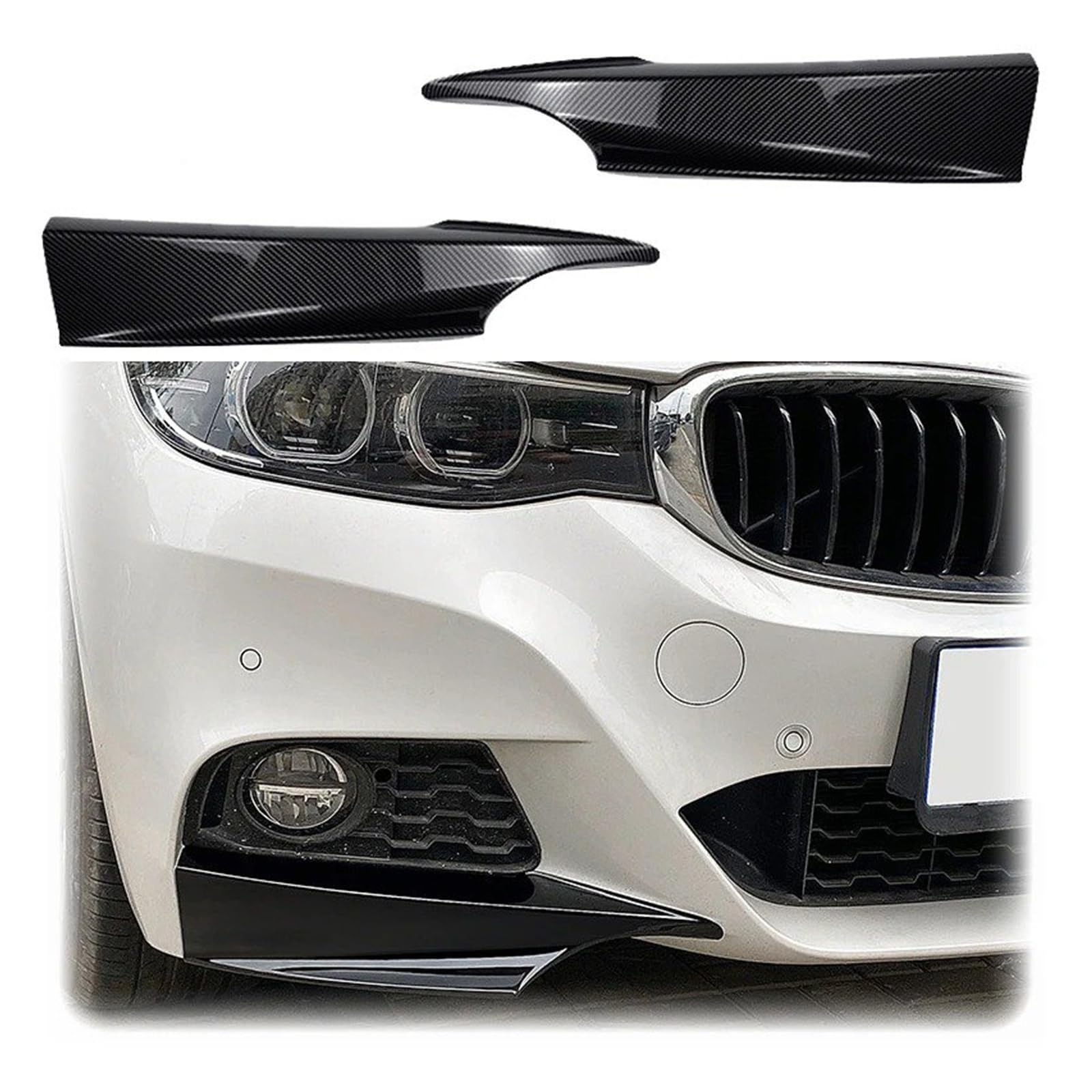 séparateur lèvre Avant pour BMW Série 3 F34 GT F34 320i 325i M Et Sport (2014-2019) : Lame De Pare-Chocs Avant, Spoiler Latéral, Diffuseur, Séparateur d'angle(Gloss Black)