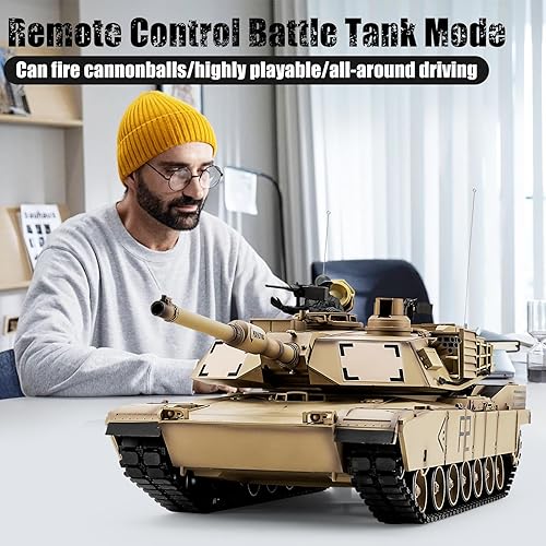 Miniatura 7 de BESTYMXY RC Tanks US M1A2 Abrams Army Tank, HengLong 1 16 2.4ghz M1A2 Abrams Modelo de tanque de batalla principal, vehículos tanque de control